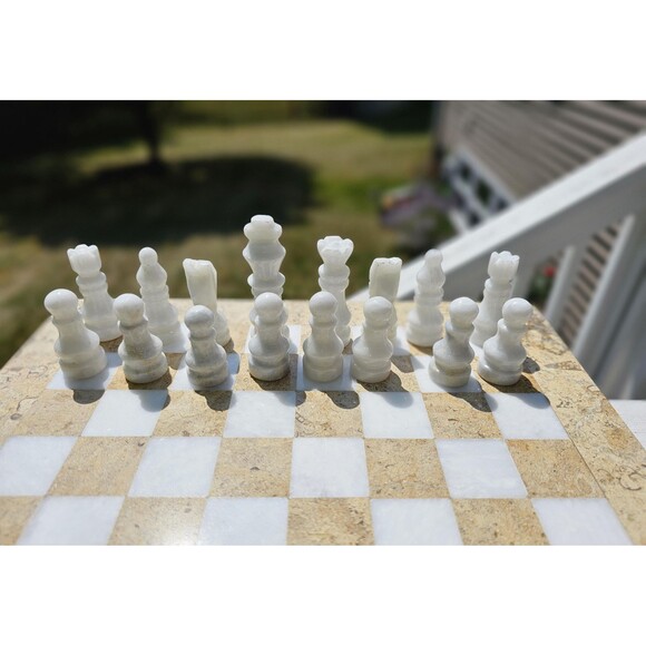Marble Chess set stone chess set for gift coral and brown Christmas git for him - Picture 6 of 9